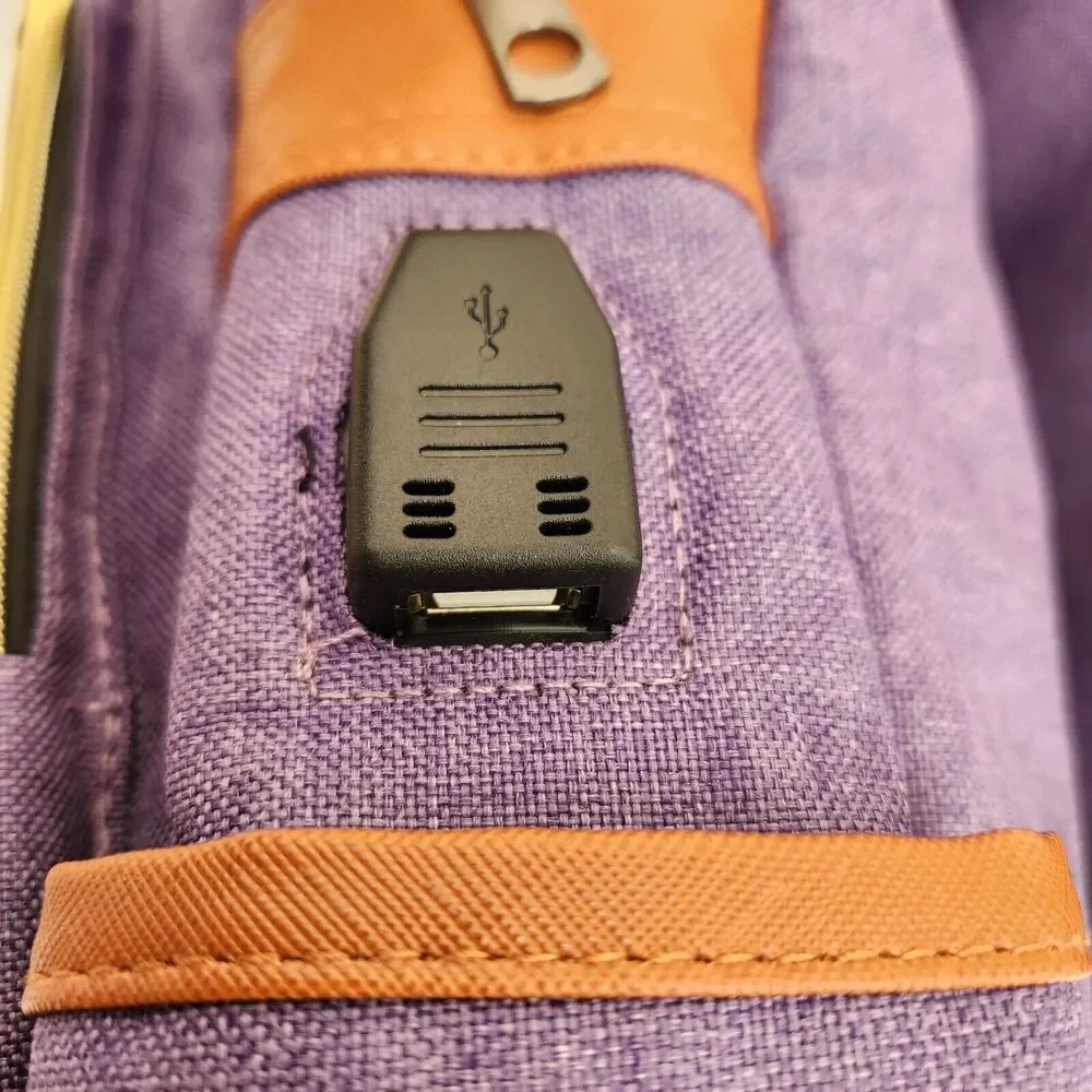 UGrace Backpack Laptop Travel ~ USB Charging Port Purple Canvas Water Resistant.